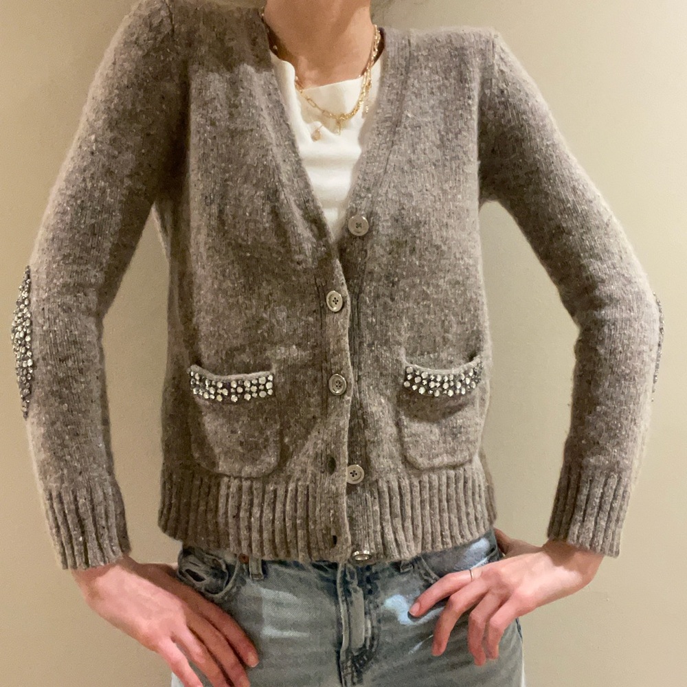 Juicy Couture Taupe Cardigan with Embellished Pockets